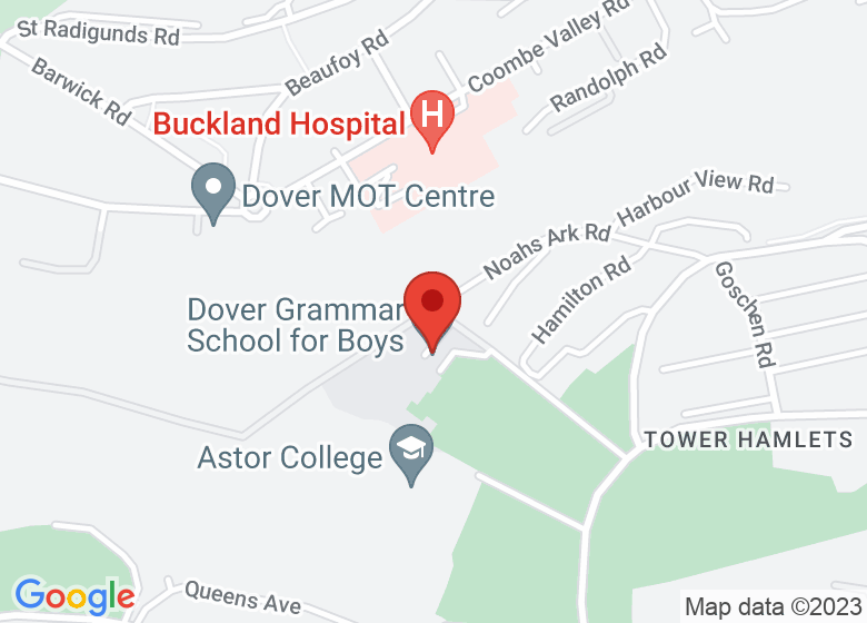 Map showing location of Dover Grammar School for boys