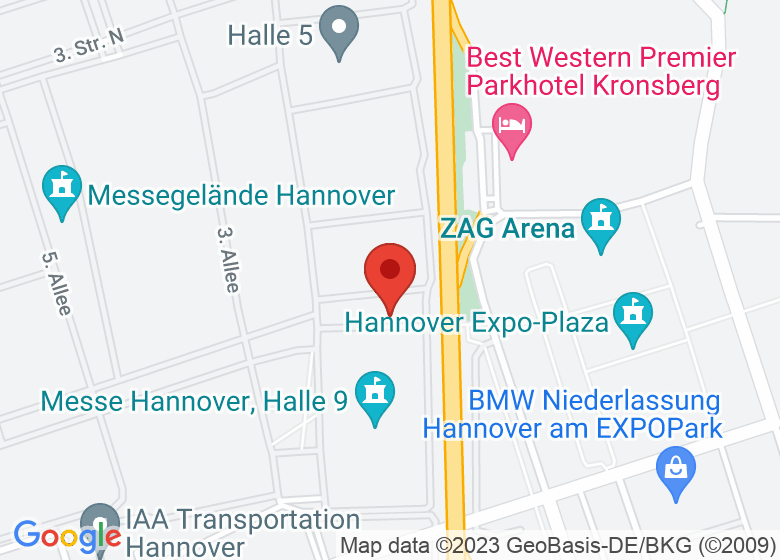 Karte mit Standort von Messe Hannover, Hall 8