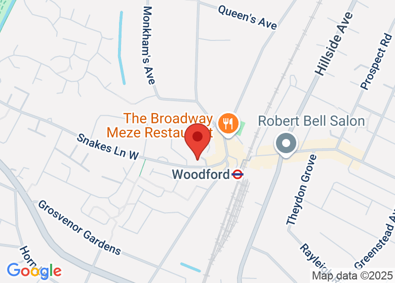 Map showing location of Woodford Green Library & Gym