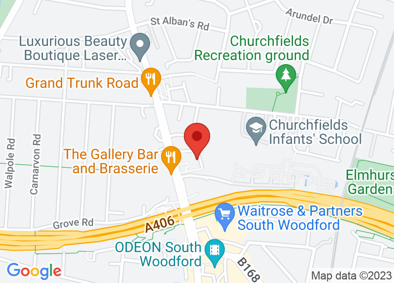 Map showing location of South Woodford Library and Gym