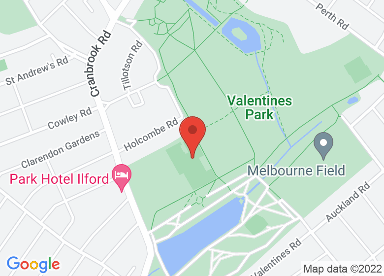 Map showing location of Valentines Park