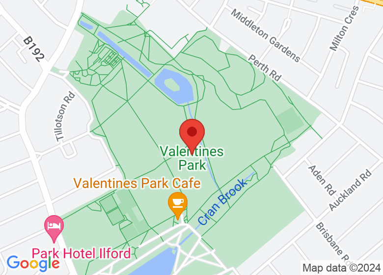 Map showing location of Valentines Park