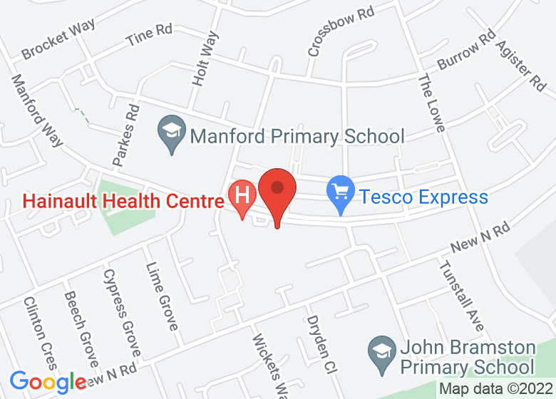Map showing location of Hainault Library