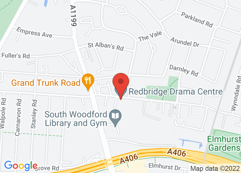 Map showing location of Redbridge Drama Centre