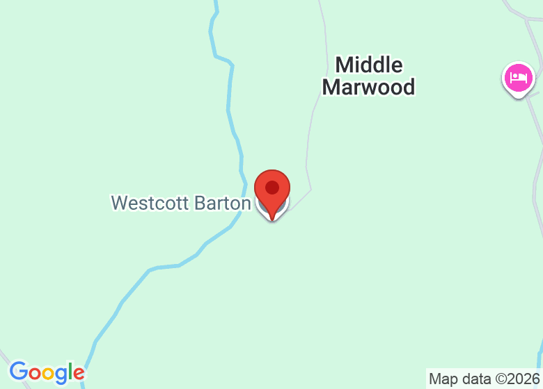 Map showing location of Westcott Barton