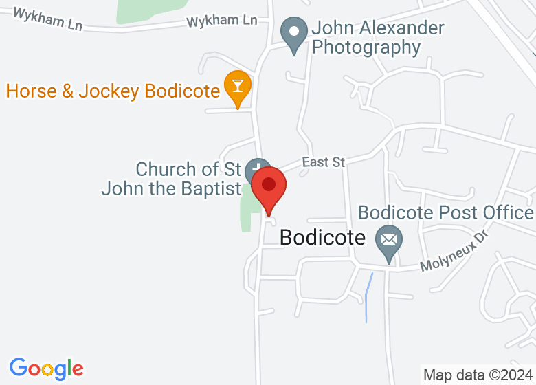 Map showing location of Bodicote Church House