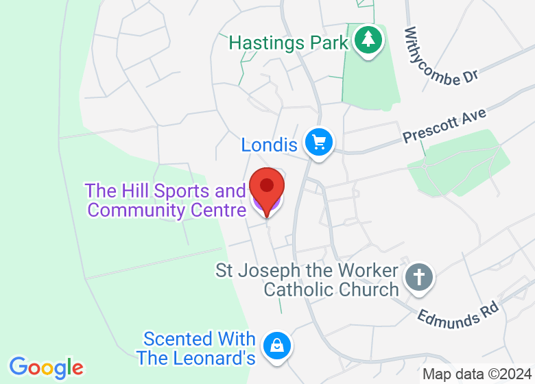 Map showing location of The Hill Sports and Community Centre