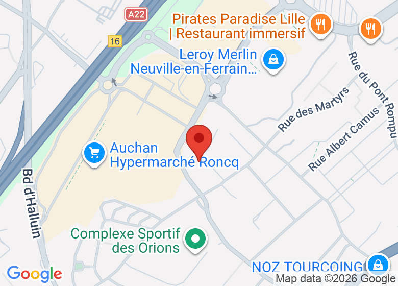 Map showing location of Babylon Loveshop Roncq - Tourcoing