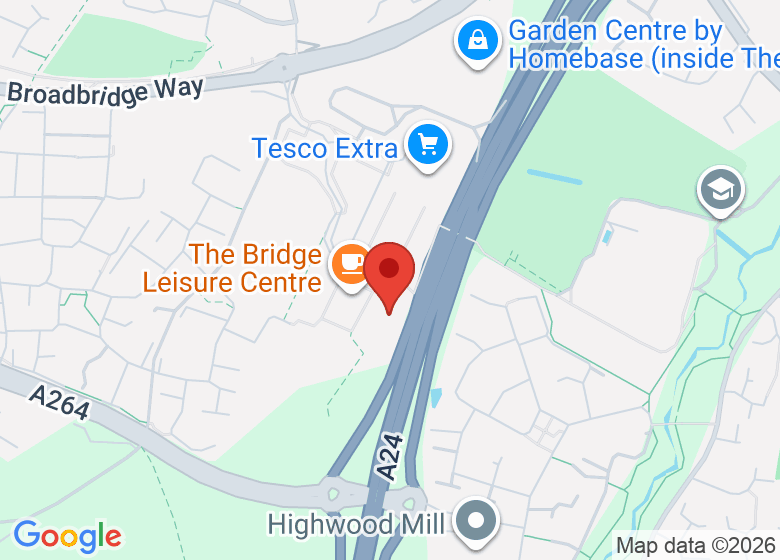Map showing location of Horsham District Indoor Bowls Club