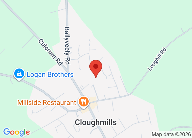 Map showing location of Cloughmills Community Association