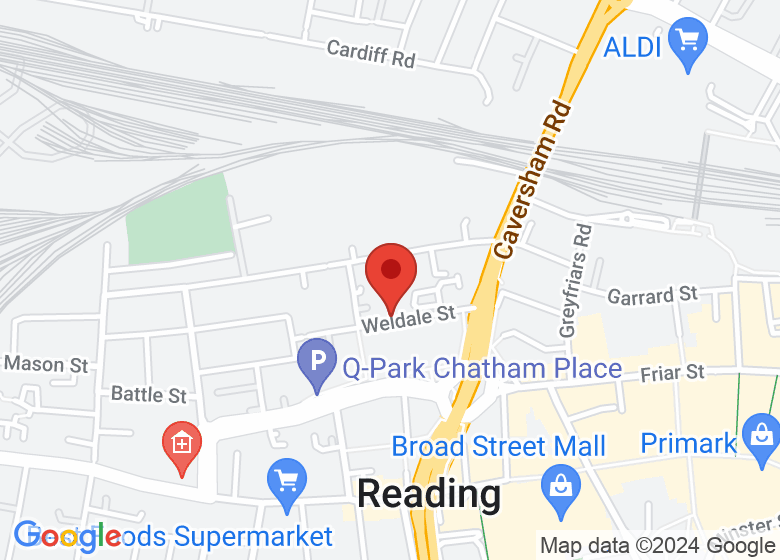 Map showing location of Reading Bike Kitchen