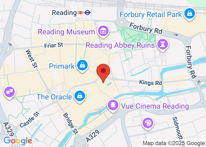 Map showing location of Reading Bike Hub