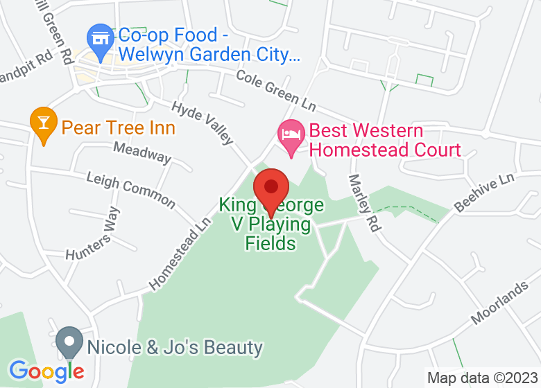 Map showing location of King George V Playing Fields