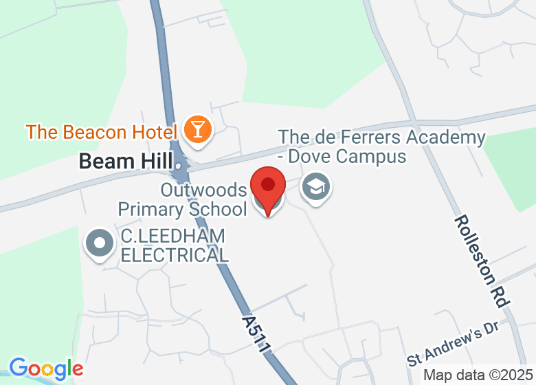 Map showing location of Outwoods Primary School