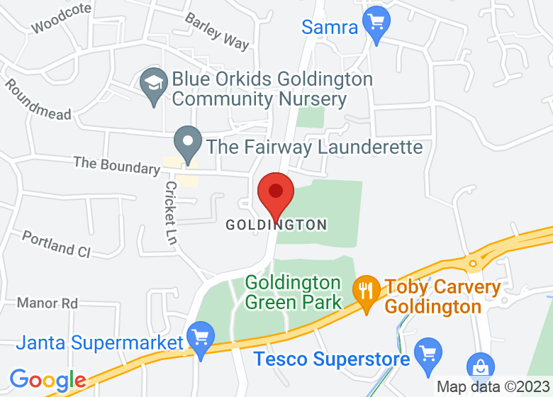 Map showing location of Goldington Reading rooms