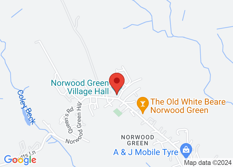 Map showing location of Norwood Green Village Hall