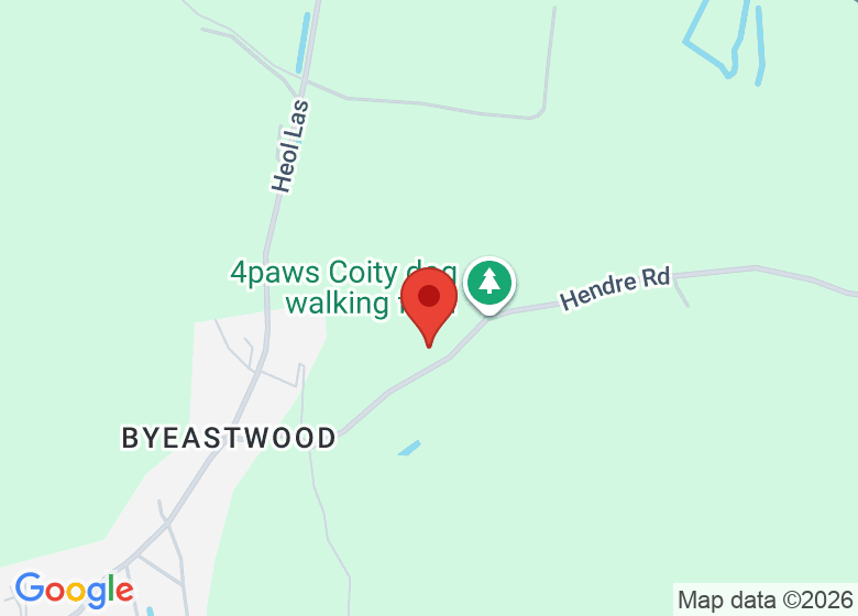 Map showing location of 4paws coity dog walking field