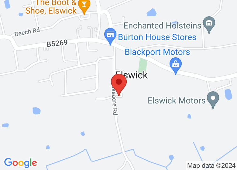 Map showing location of Elswick Village hall
