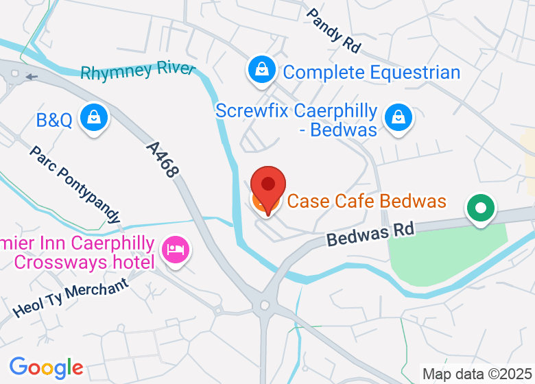 Map showing location of Case Cafe Bedwas
