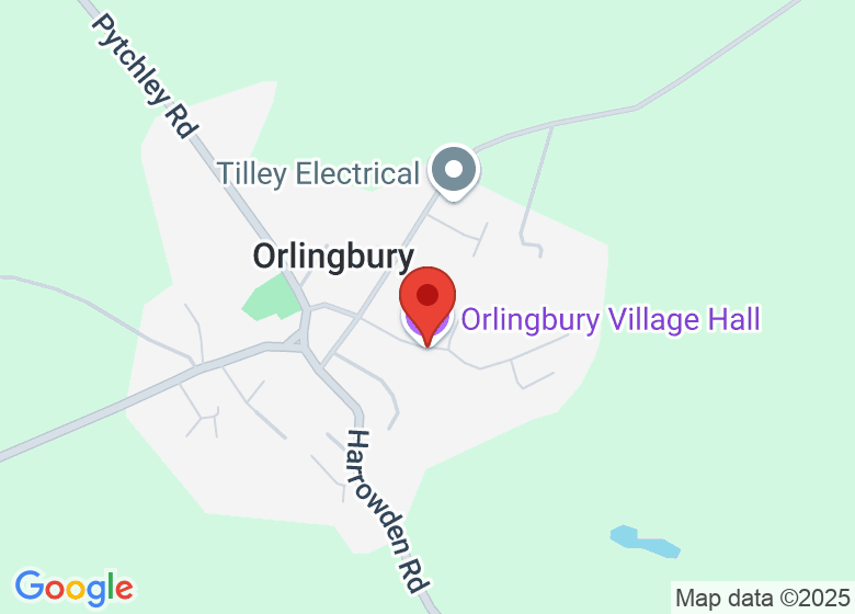 Map showing location of Orlingbury Village Hall