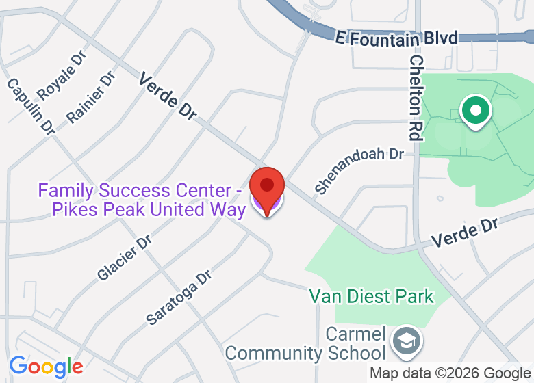 Map showing location of Family Success Center - Pikes Peak United Way
