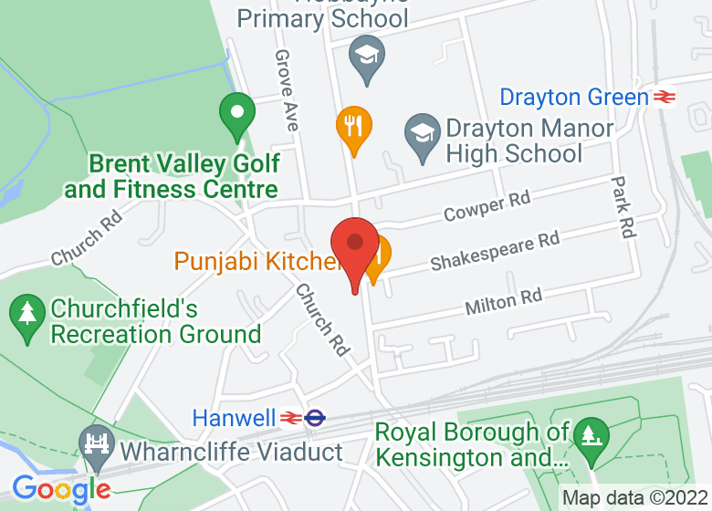 Map showing location of St Mary's Church Hall Hanwell