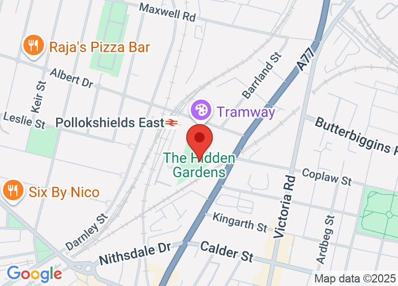 Map showing location of The Hidden Gardens