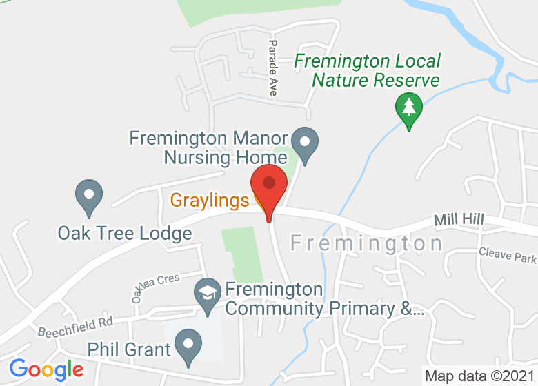 Map showing location of Fremington Parish Hall