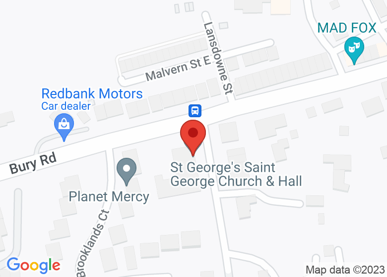 Map showing location of St George's Church Hall