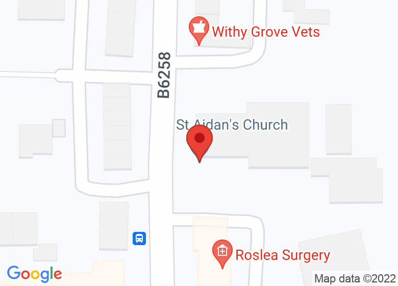 Map showing location of St Aidan's Church