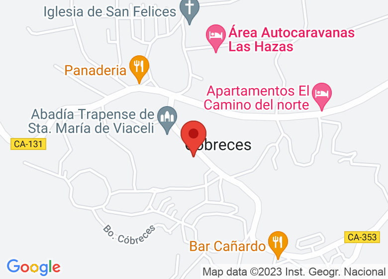 Map showing location of ALBERGUE DE CÓBRECES