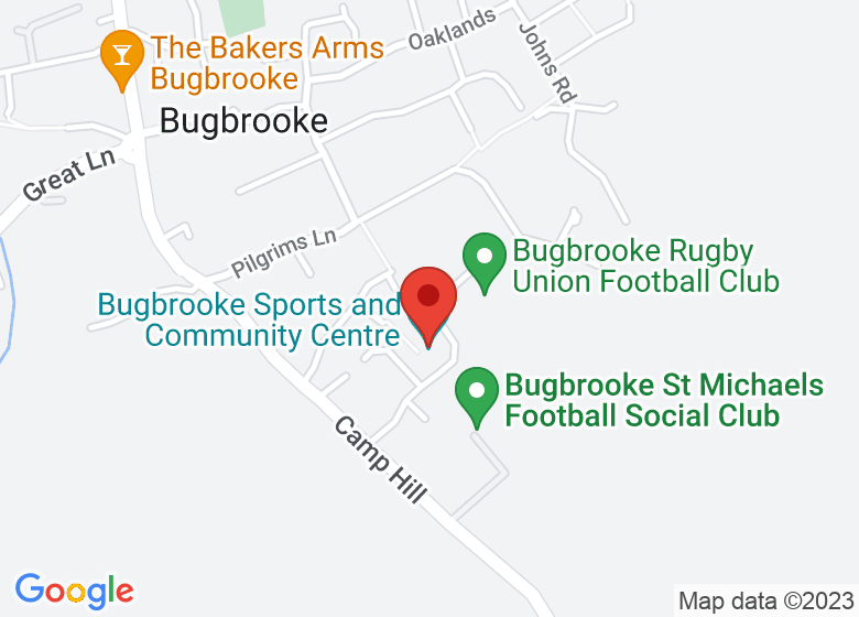 Map showing location of Bugbrooke Sports and Community Centre