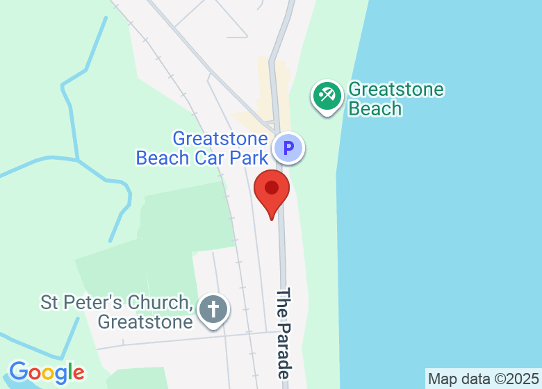 Map showing location of Greatstone Beach Car Park