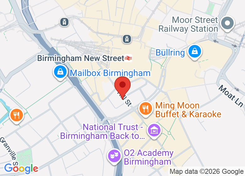 Map showing location of The Birmingham Conference & Events Centre (BCEC)