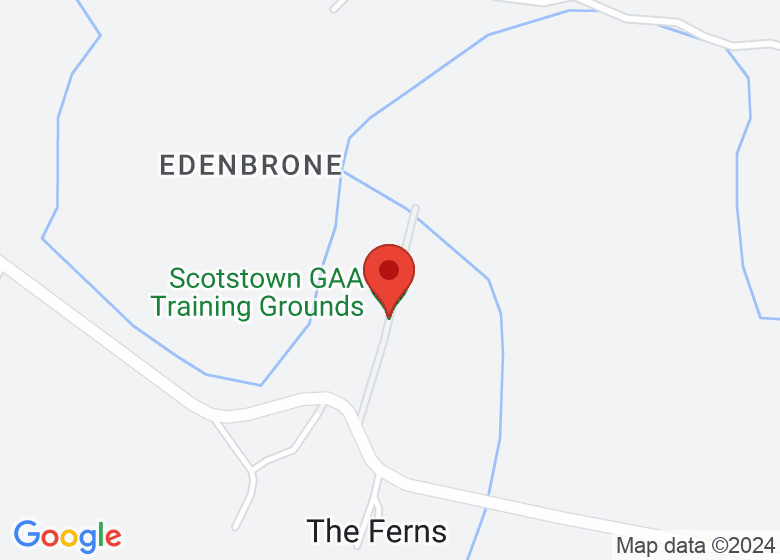 Map showing location of Scotstown GAA Training Grounds