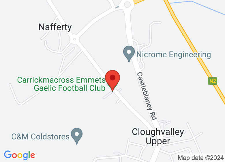 Map showing location of Carrickmacross Emmets Gaelic Football Club