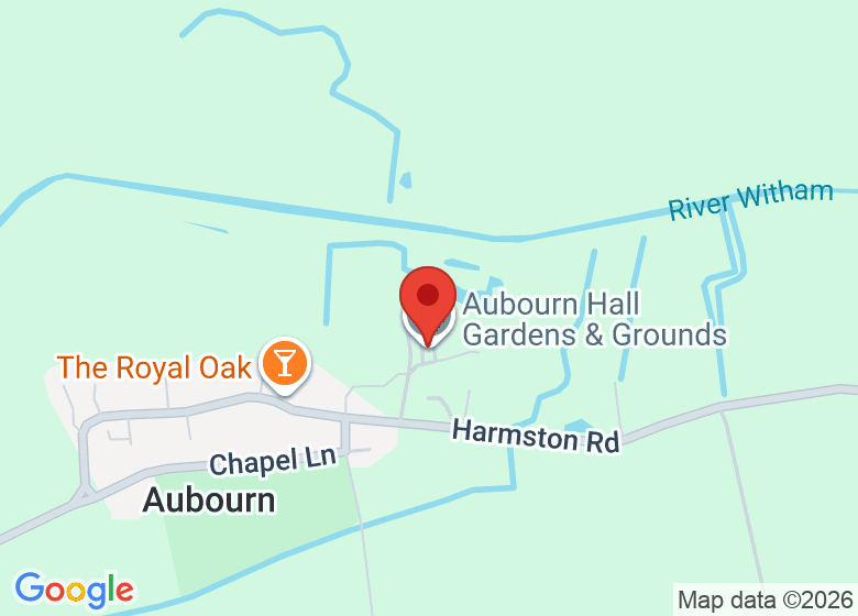 Map showing location of Aubourn Hall Gardens & Grounds