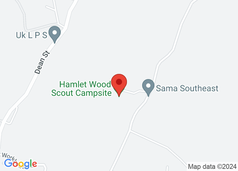 Map showing location of Hamlet Wood Scout Campsite