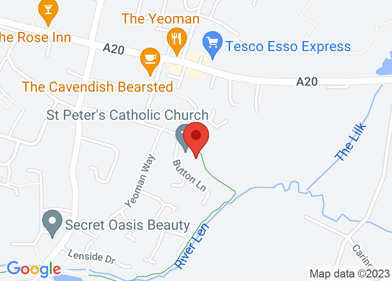 Map showing location of St. Peter's Church Hall