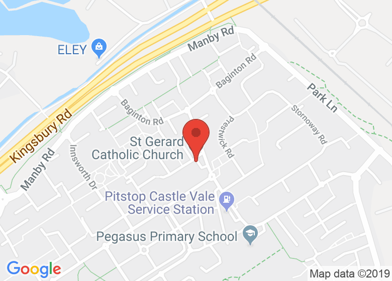 Map showing location of St Gerard Catholic Church