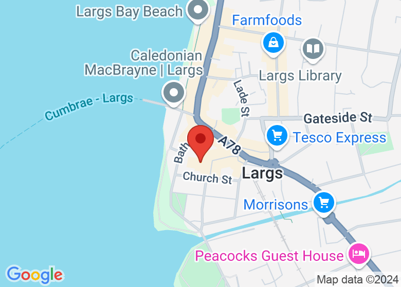Map showing location of Clark Memorial Church, Largs