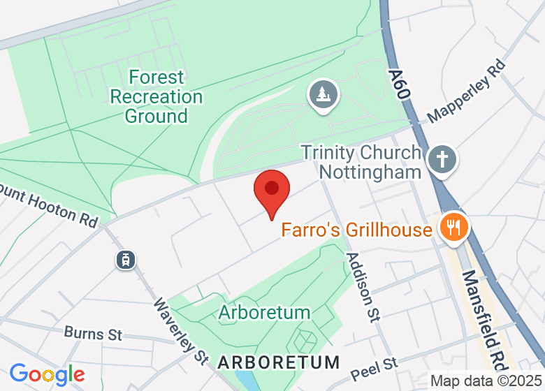 Map showing location of Nottingham Girls' High School