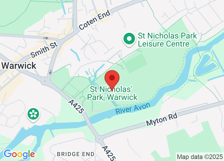 Map showing location of St Nicholas' Park, Warwick