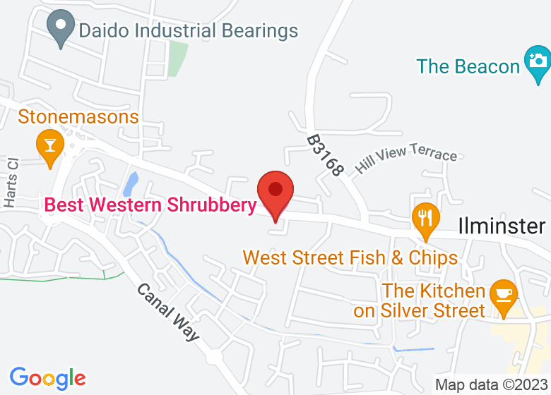 Map showing location of Best Western Shrubbery Hotel