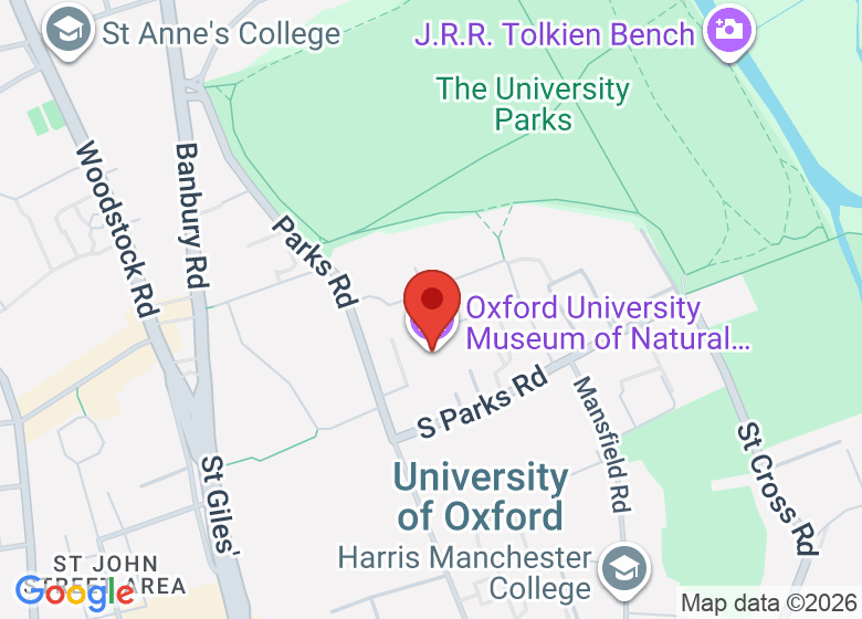 Map showing location of Oxford Museum of Natural History