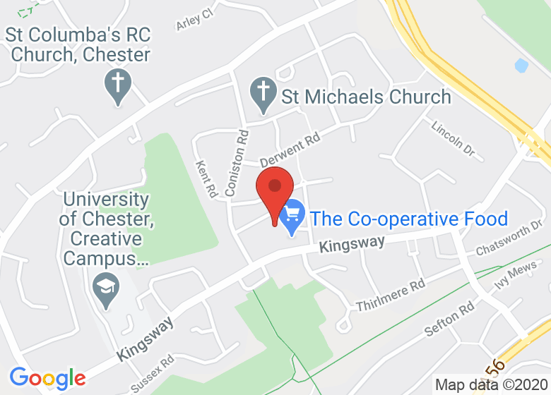 Map showing location of King's Way Cafe