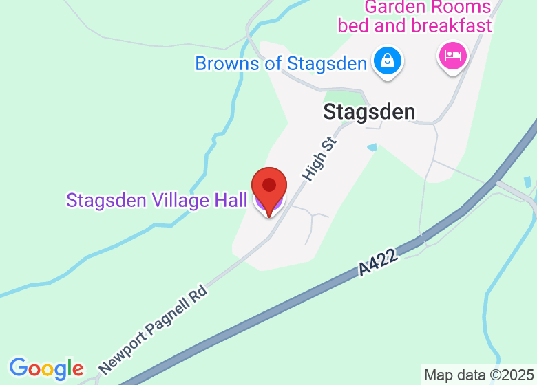 Map showing location of Stagsden Village Hall
