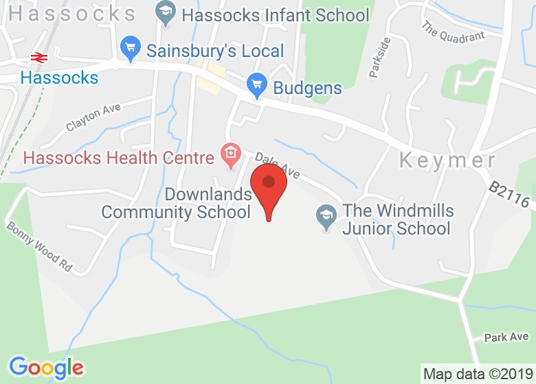 Map showing location of Downlands Community School