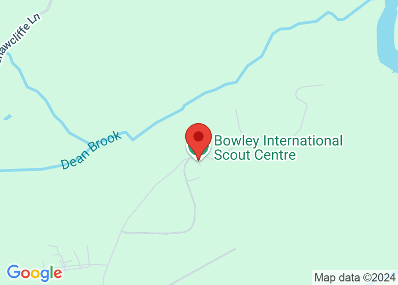 Map showing location of Bowley International Scout Centre