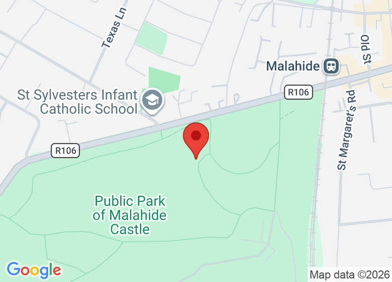 Map showing location of Malahide Castle Sports Pavilion